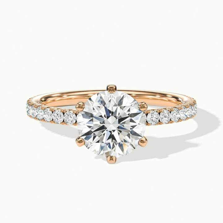 Olive 3 Carat Round Solitaire Pave Lab Grown Diamond Ring in 10k Rose Gold