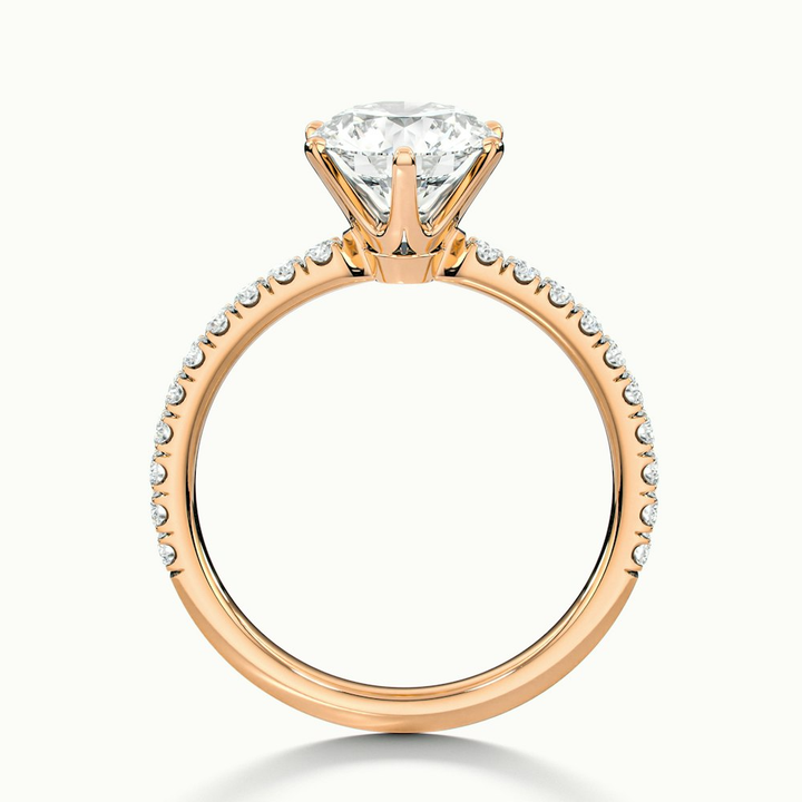 Lyra 3 Carat Round Solitaire Pave Moissanite Engagement Ring in 10k Rose Gold