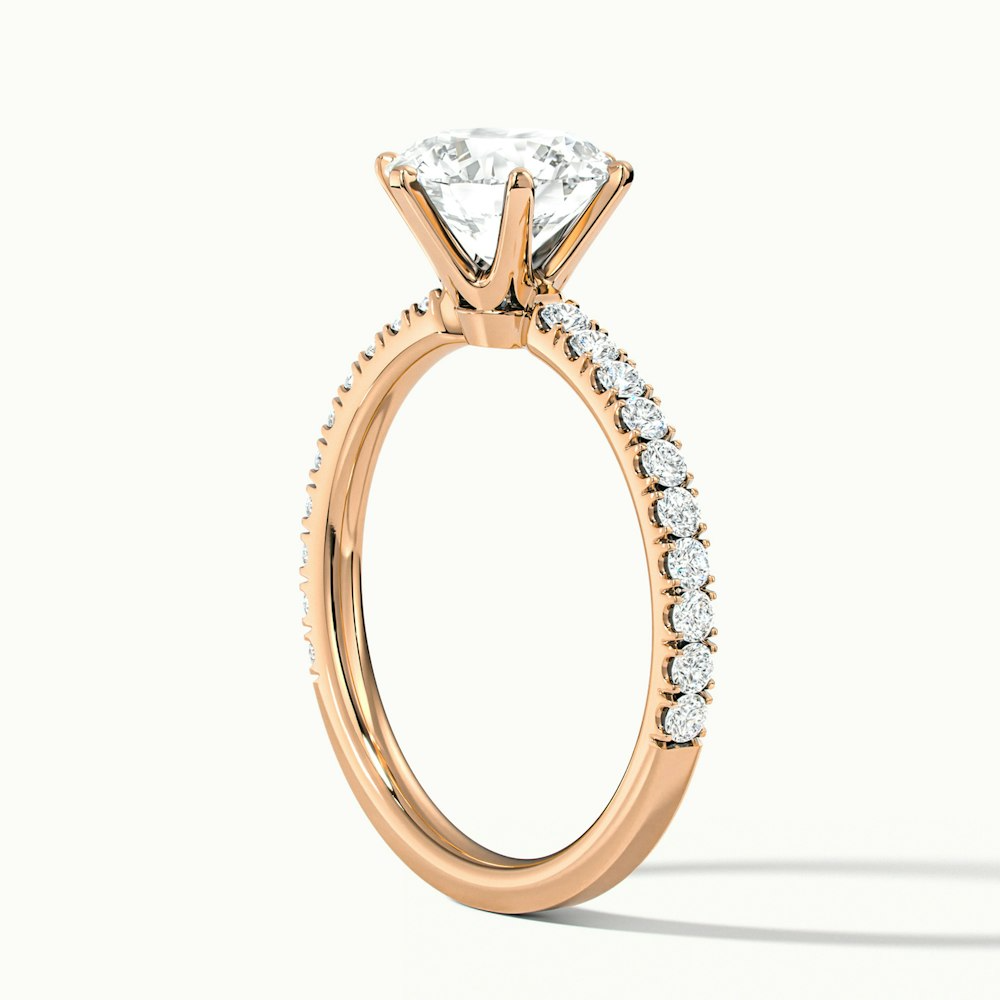 Olive 3 Carat Round Solitaire Pave Lab Grown Diamond Ring in 10k Rose Gold