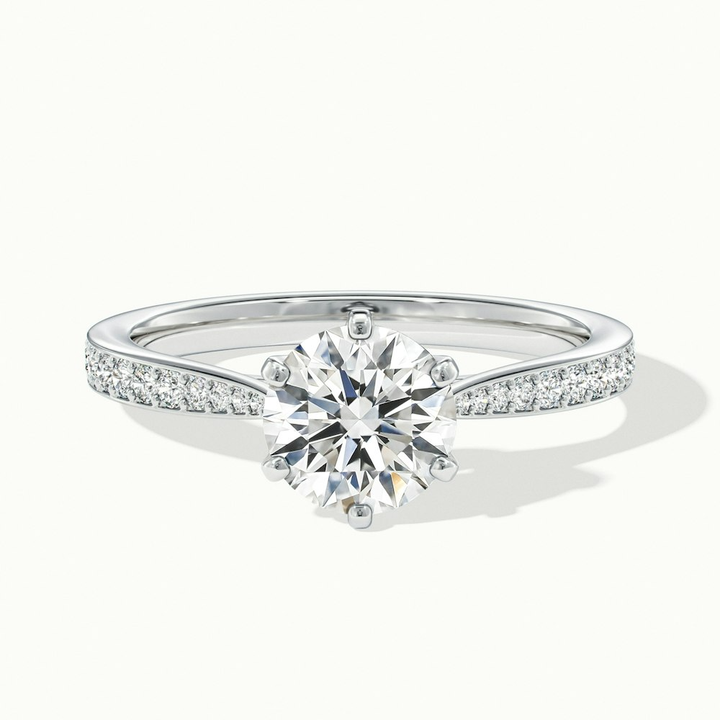 Mia 2 Carat Round Solitaire Pave Lab Grown Engagement Ring in 14k White Gold