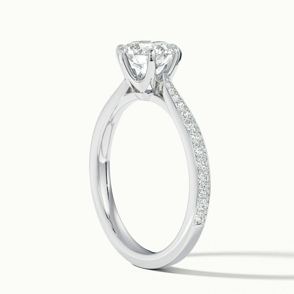 Mia 2 Carat Round Solitaire Pave Lab Grown Engagement Ring in 14k White Gold