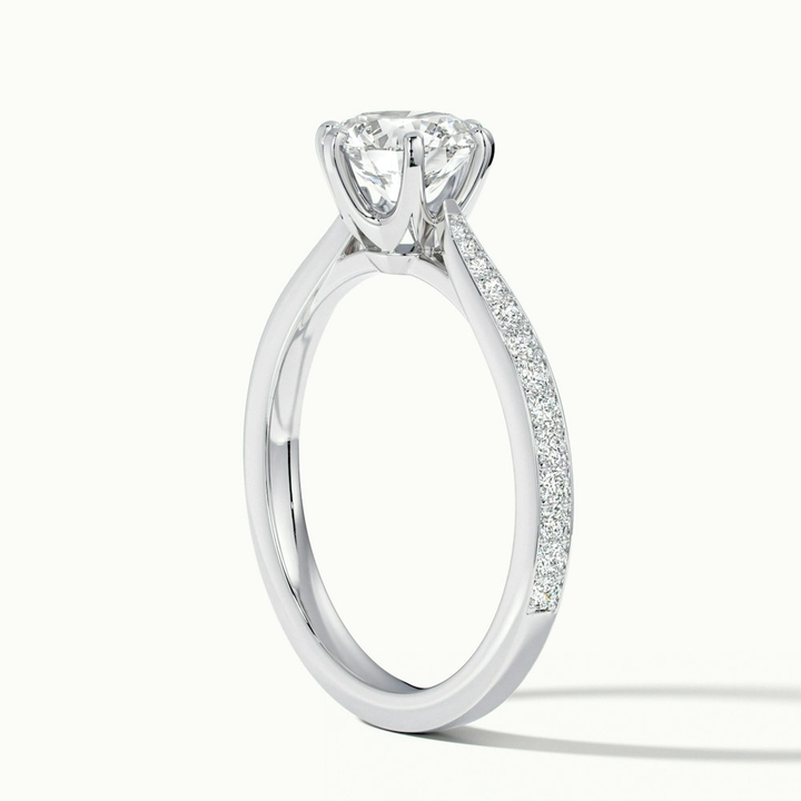 Mia 1 Carat Round Solitaire Pave Lab Grown Engagement Ring in 14k White Gold