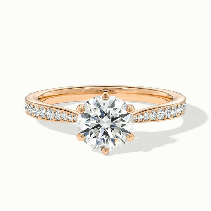 Mia 3 Carat Round Solitaire Pave Lab Grown Engagement Ring in 10k Rose Gold