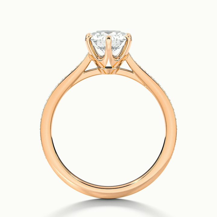 Esha 2 Carat Round Solitaire Pave Moissanite Diamond Ring in 10k Rose Gold