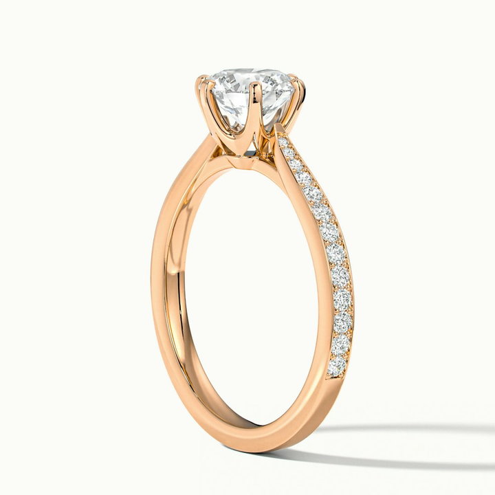 Esha 1 Carat Round Solitaire Pave Moissanite Diamond Ring in 10k Rose Gold