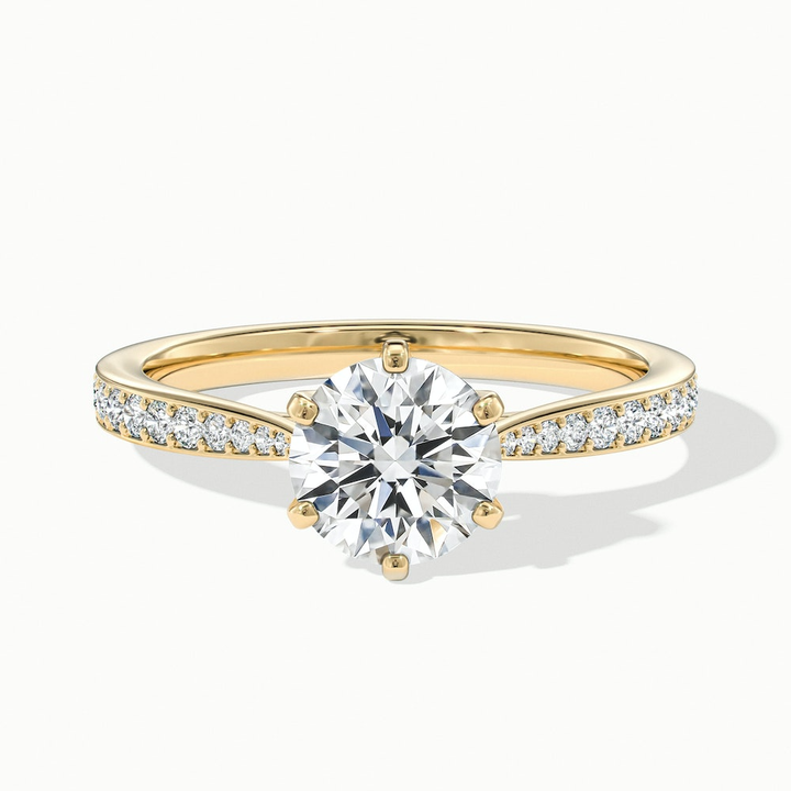 Esha 3 Carat Round Solitaire Pave Moissanite Diamond Ring in 10k Yellow Gold