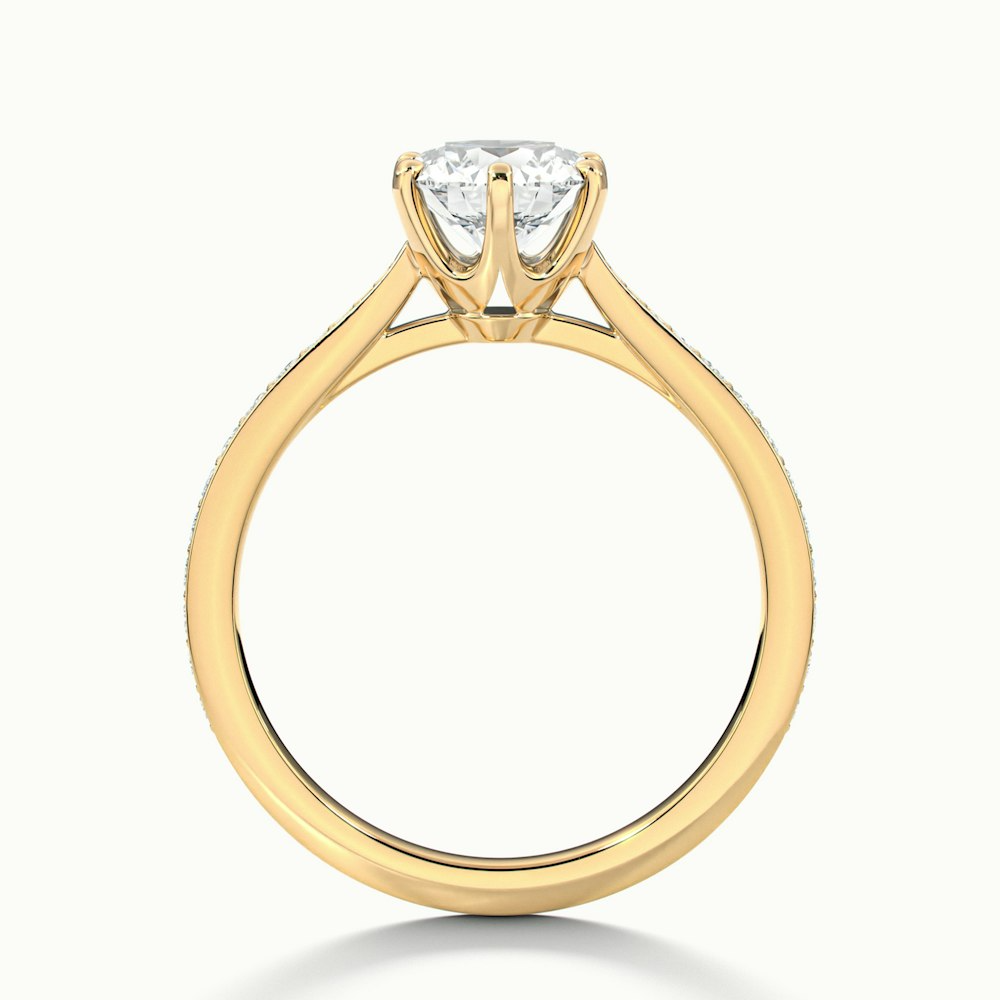 Esha 2.5 Carat Round Solitaire Pave Moissanite Diamond Ring in 10k Yellow Gold